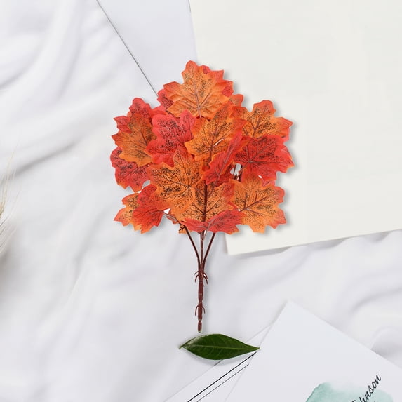 Mdesiwst Artificial Maple Leaf with Stem,UV Resistant Indoor Outdoor Faux Leaves Branch Fall Fake Floral Arrangement Decoration