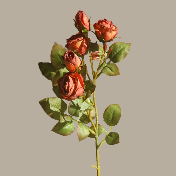 Mdesiwst Artificial Rose Flower Branch with Stem Green Leaves Home Wedding Party Faux Flower Decoration