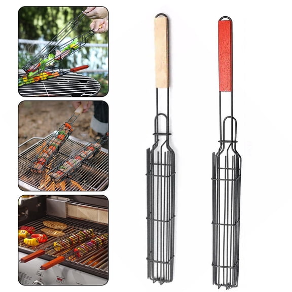 Mdesiwst Barbecue Clip Stainless Steel with Lockable Grille Rust-Resistant Even Heat Distribution Mini Barbecue Tongs