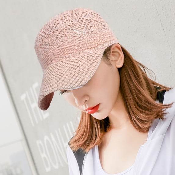 Mdesiwst Baseball Cap Sun Protection Adjustable Breathable Crocheting Unisex Anti-UV Hollow Out Thin Long Brim Women Men Hat Headwear
