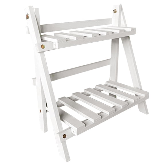 Mdesiwst Double Layer Plant Stand Multifunctional Wood Plant Flower Pot Display Stand Shelf Household Supplies