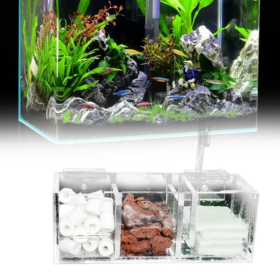 Mdesiwst Fish Tank Filter High Transparency 3 In1 Round Outlet Wet Dry Separation Hanging Purify Water Acrylic Filter Box External Water Purifier for Supermarket