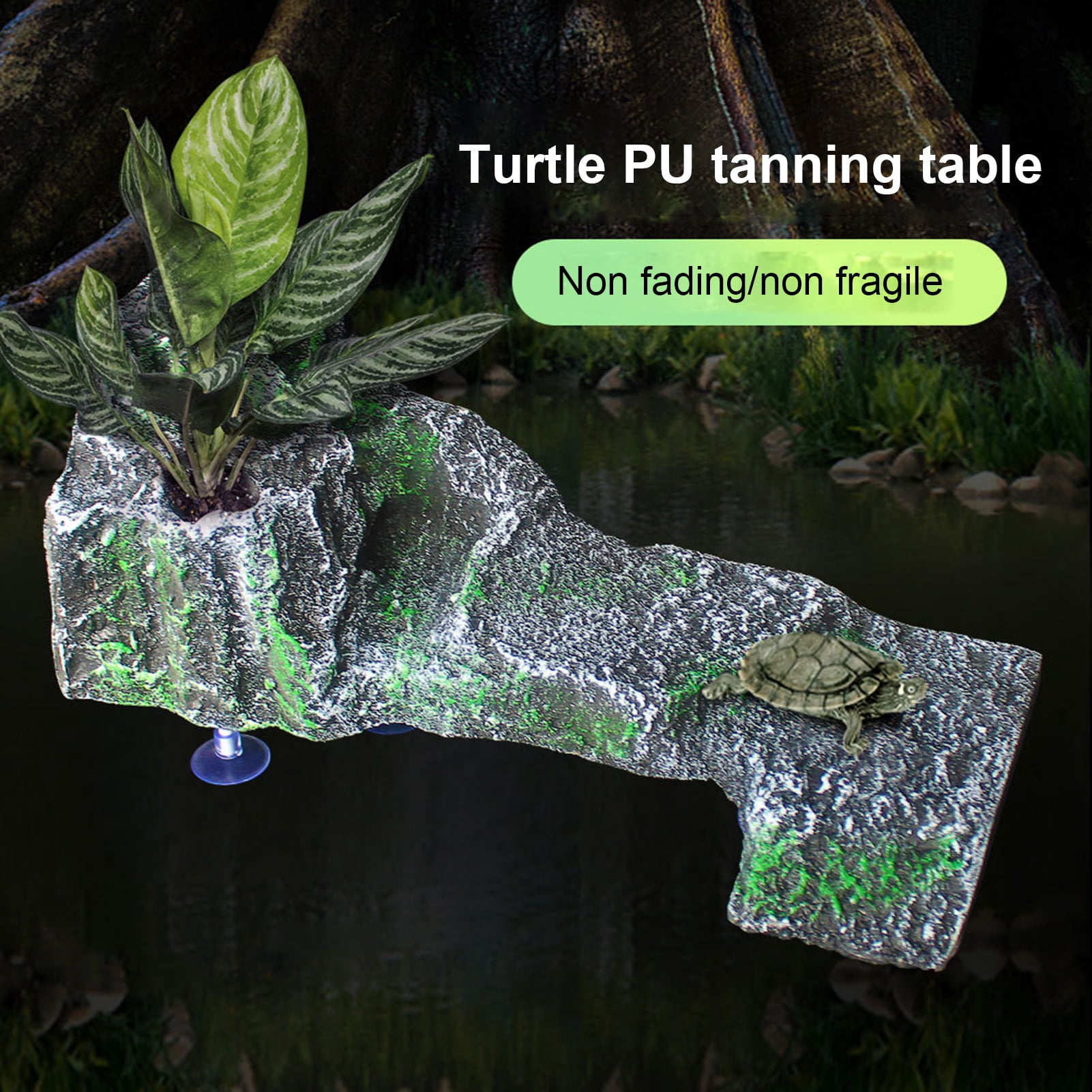Mdesiwst Fish Tank Ornament Non-fading Realistic Wear-Resistant Fish Turtle Hideout Shelter Decoration for Home