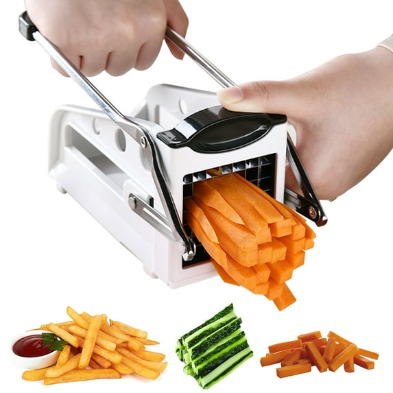 Mdesiwst French Fry Cutter Potato Slicer with 2 Blades Ergonomic Handle Stainless-Steel Professional Potato Cutter Kitchen Supplies