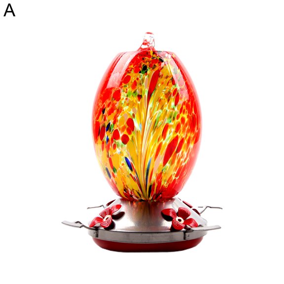 Mdesiwst Good Shaped Bright-colored Bird Feeder Glass Beautiful Festive Touch Bird Food Container Garden Supplies