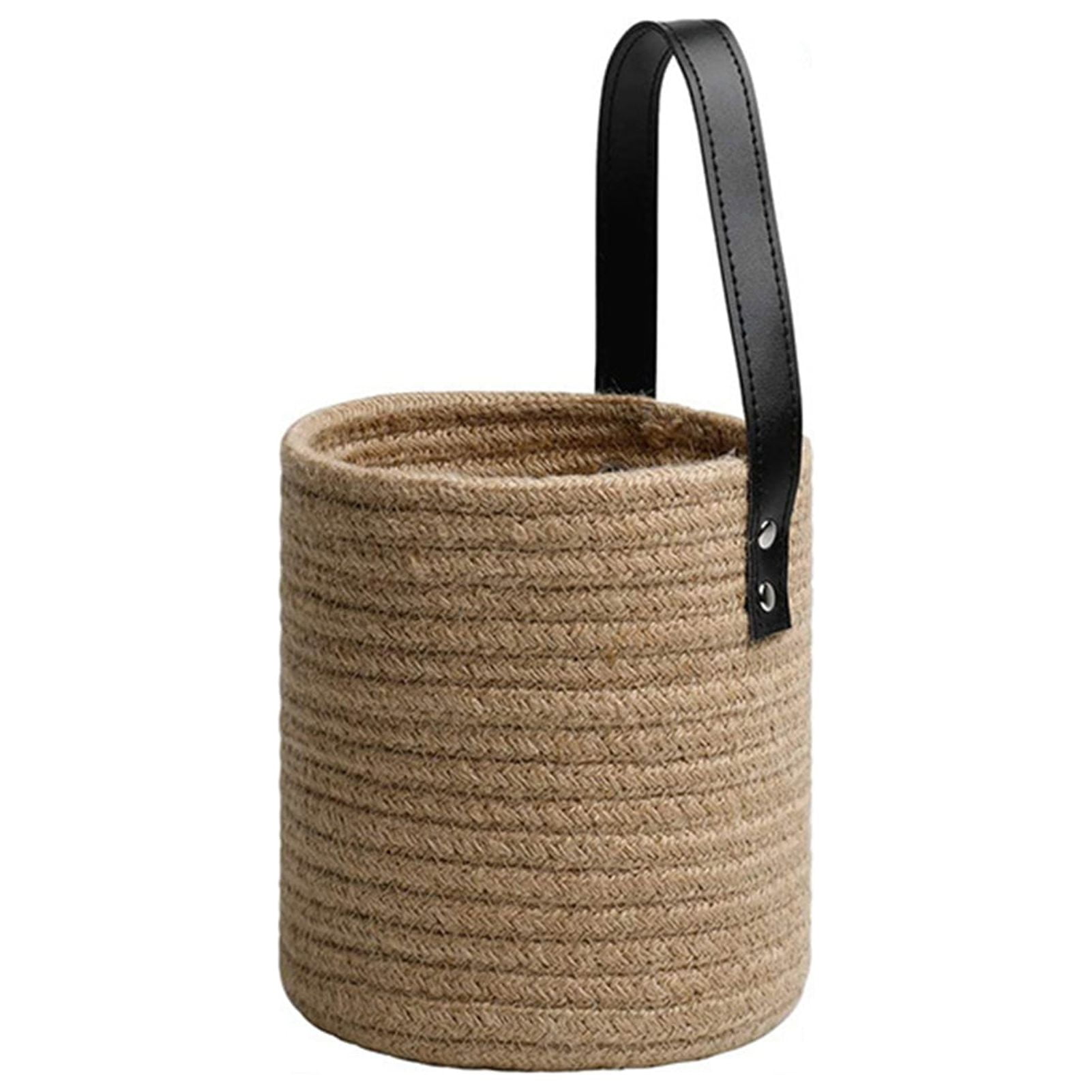 Mdesiwst Hanging Basket Natural Hand-woven Faux Leather Rattan ...