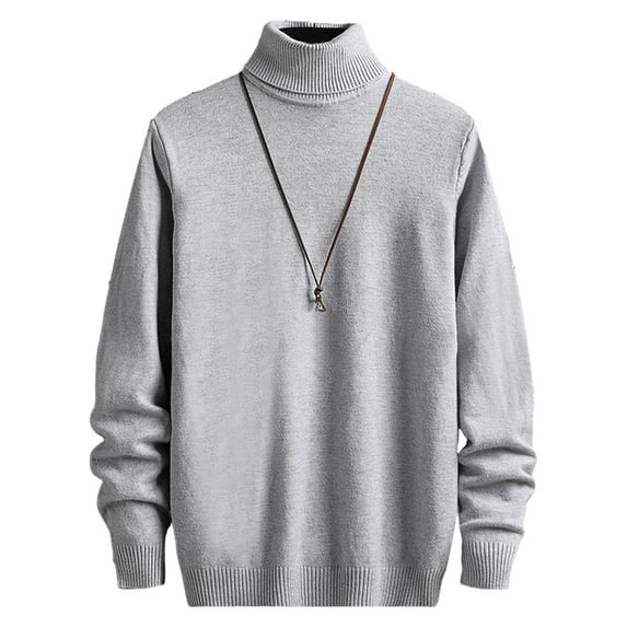 Mdesiwst Men Solid Color Sweater Men's Autumn Winter Turtleneck Sweater Slim Fit Solid Color Knitwear with Thickened Fleece Lining High Collar Men Sweater