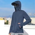 thumbnail image 1 of Mdesiwst Men Summer Sunscreen Clothing Solid Color Long Sleeve Sun Protection Coat Hooded Jacket Zipper Placket Pockets Outwear, 1 of 7