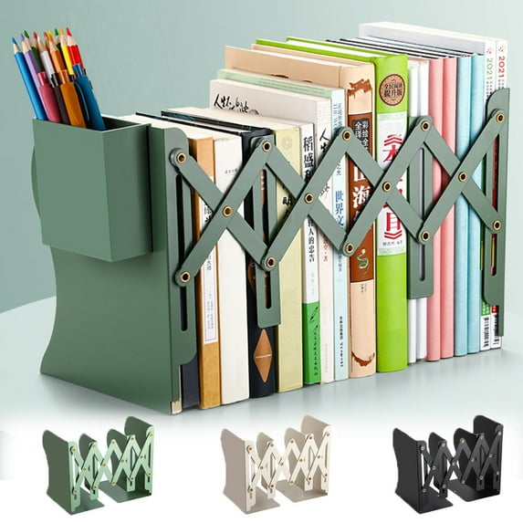 Mdesiwst Metal Bookend Retractable Desktop Book Stand Space-saving Book Organizer Holder for Home School Office