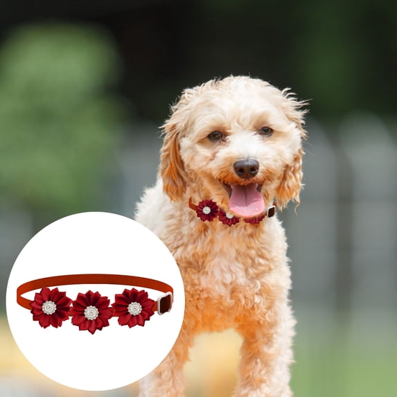 Mdesiwst Pet Collar Adjustable Pet Neck Strap Flower Decor Cat Dog Collar Pet Supplies