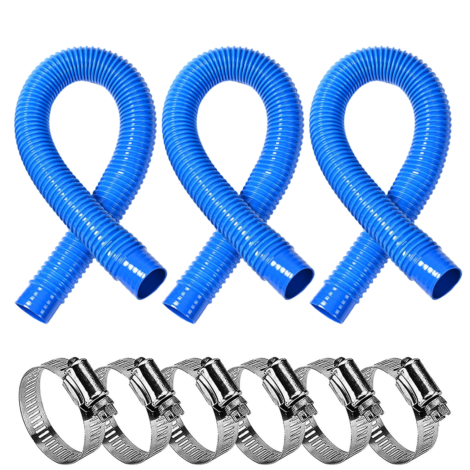 Mdesiwst Pool Hose with Clamps Easy to Install Spiral Wound Structure