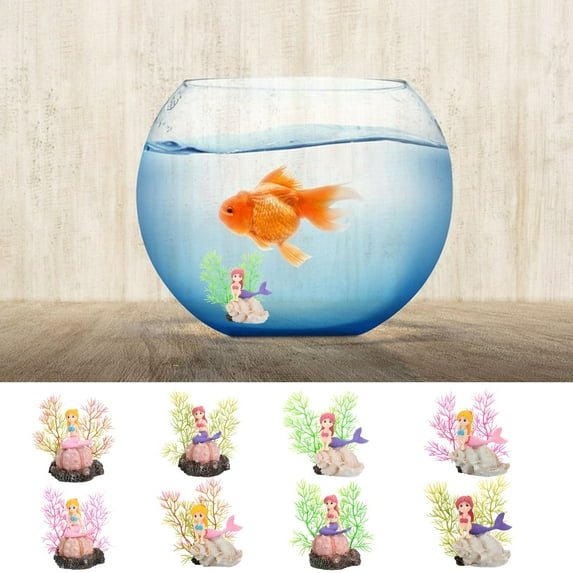 Mdesiwst Simulation Coral Mermaid Ornament Resin Craft Aquarium Fish Tank Landscaping Decoration for Home
