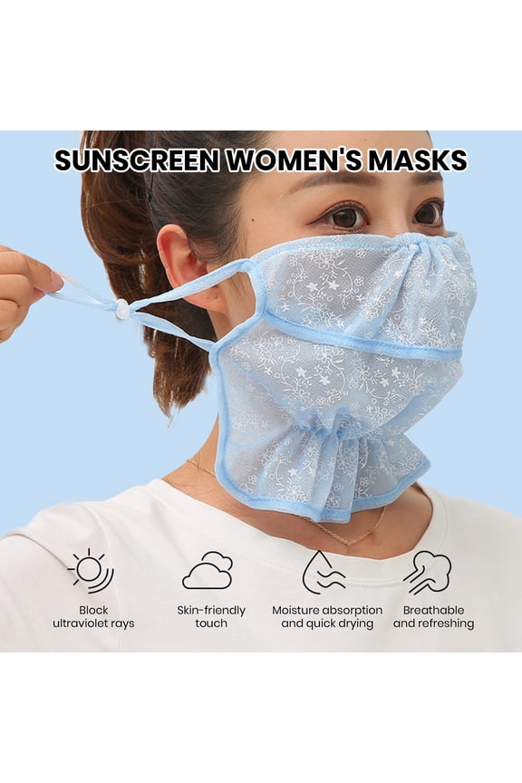 Summer Sunscreen Face Hood Neck Guard Dust-proof Sun Protection Thin Flower Embroidery Sunshade Face-protective Cycling Wear Outdoor Dust Veil Camping Accessories