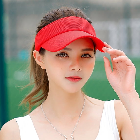 Mdesiwst Sun Hat Empty Top Solid Color Wide Brim Ultralight Non-fading UV Protection Cotton Cycling Running Unisex Sun Visor Hat for Men