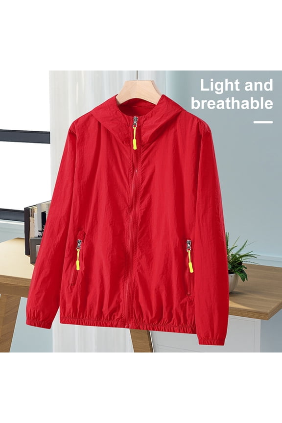 Sun Protection Jacket Waterproof Quick Dry Windbreaker Hooded Fishing Hunting Clothes Lightweight Full Zipper Side Pockets Spring Autumn Jacket for Men Women