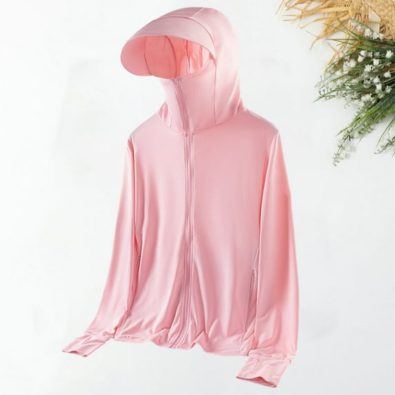 Mdesiwst Sunscreen Coat Outdoor Cycling Riding Anti-UV Sun Protection Long Sleeves Hooded Full Protection Thin Breathable Zipper Closure Unisex Jacket