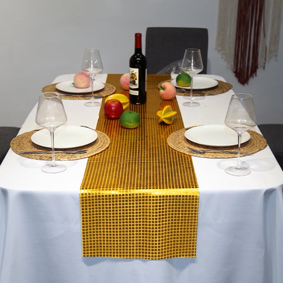 Mdesiwst Table Runner for Rectangular Dining Tables Table Runner Glitter Disco Party Sparkling Mirror Foil Table Runner for Birthday Wedding Event Decoration