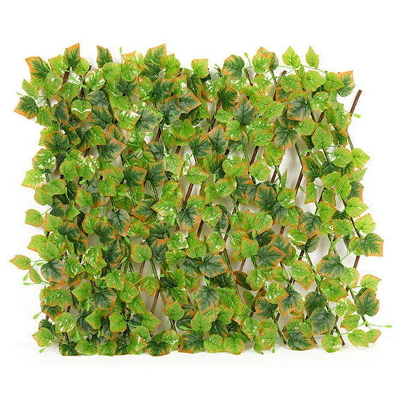 Mdesiwst Telescopic Fence Retractable Realistic Wood Fake Leaf Simulation Fence for Balcony