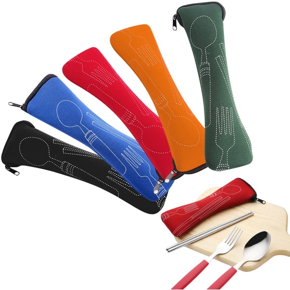 Mdesiwst Travel Utensil Sets Carrying Bag, Reusable Straws Carrying Case, Straws Pouch Chopsticks Knife Fork and Spoon Holder for Work Bento Box Lunch Bag