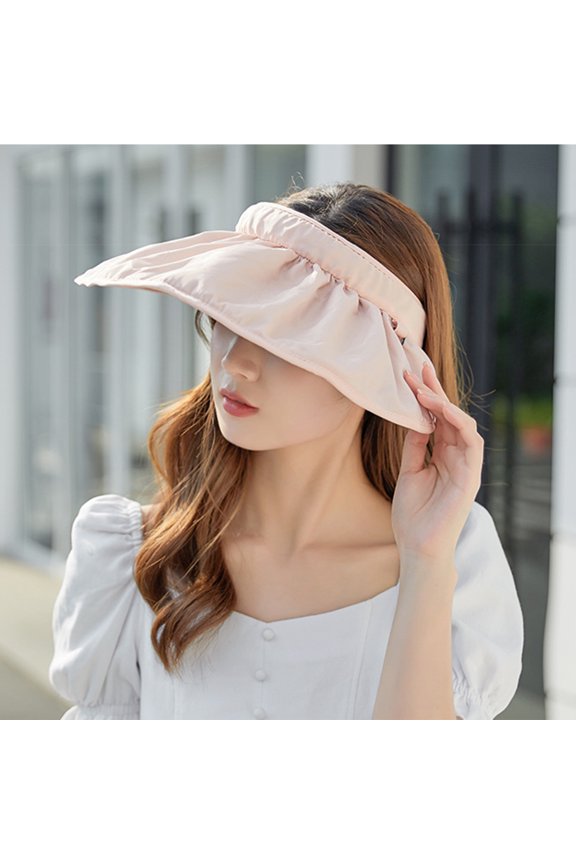Wide Brim Empty Top Foldable Sun Hat Women Dual Use Hair Hoop Sunshade Hat Fashion Accessories