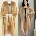 thumbnail image 1 of Mdesiwst Women Shawl Tassel Long And Wide Solid Color Thin See-through Sunscreen Breathable Hollow Out Women Scarf Clothes Accessory, 1 of 7
