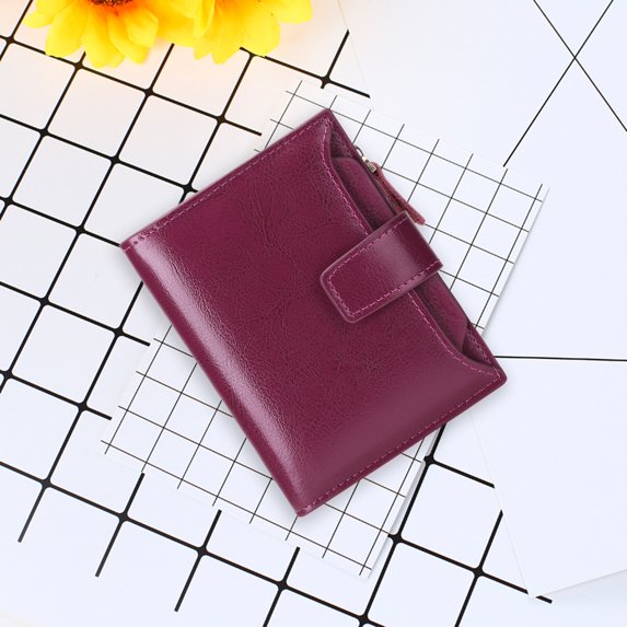 Mdesiwst Women Wallet Smooth Faux Leather Zipper Closure RFID Protection Pockets Phone Cash Changes Storage Purse Short Card Holder