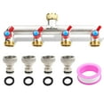 thumbnail image 1 of Mdlufee Brass Garden Hose Splitter, 4 Way Hose Splitter, Outdoor Water Hose Splitter for 3/4" Hose Connector, Hose Faucet Splitter with 4 Valves,4 Rubber Washers and 4 Quick Connector C99, 1 of 3