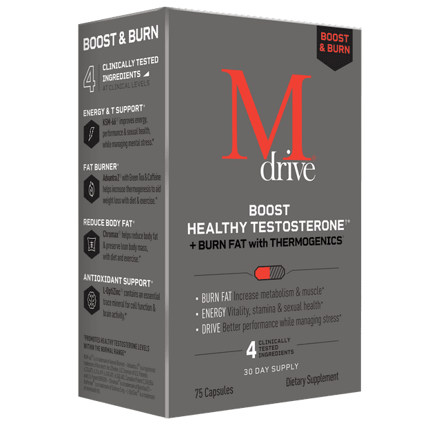 Mdrive Boost and Burn Testosterone Booster and Fat Burner for Men, Natural Energy, Strength