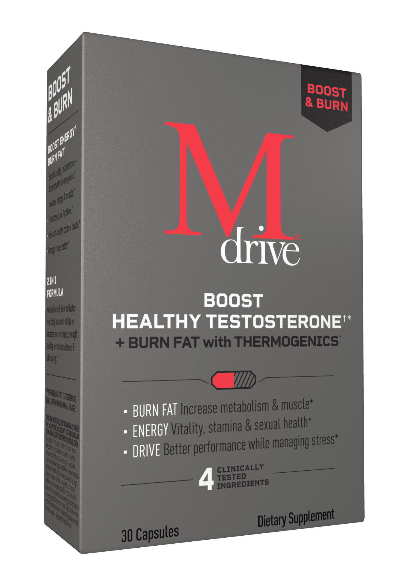 Testosterone Booster And Fat Burner Together Mdrive Boost & Burn Men's Testosterone Booster, Fat Burner, Energy