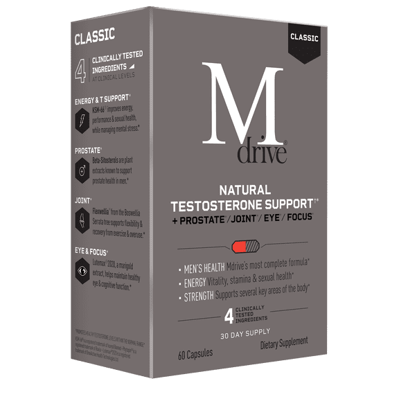 Mdrive Classic Testosterone Booster for Men, Support Healthy Prostate, Eyes, Joint, Energy, Stress Relief, KSM-66 Ashwagandha, Beta-Sitosterols, Lutein, Zeaxanthin, Boswellia, 60 Capsules