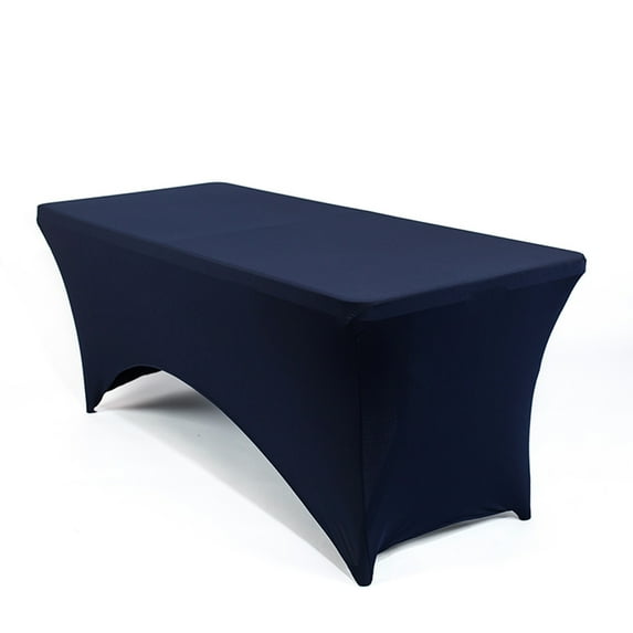 Mds Pack of 1 Rectangular Stretch 8ft Spandex Table Cover Tablecloths for Wedding - Navy Blue