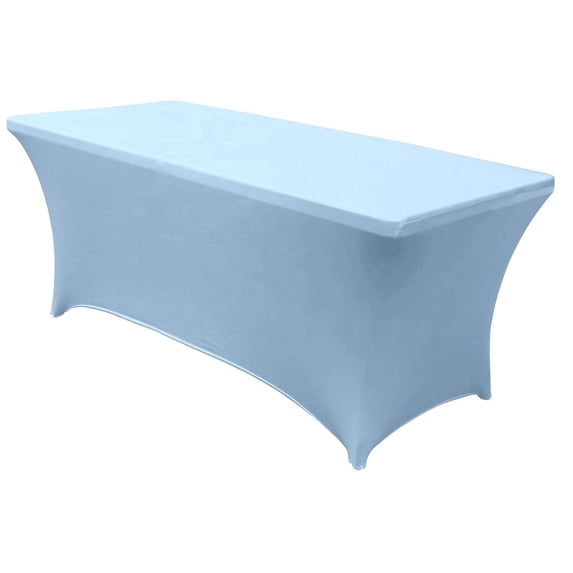 Mds Pack of 12 Rectangular Stretch 4ft Spandex Table Cover Tablecloths for Wedding - Baby Blue