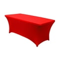 thumbnail image 1 of Mds Pack of 12 Rectangular Stretch 8ft Spandex Table Cover Tablecloths for Wedding - Red, 1 of 5