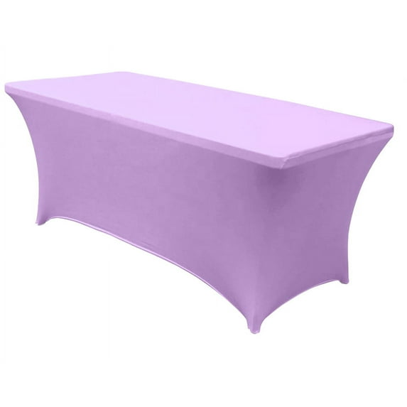 Mds Pack of 20 Rectangular Stretch 8ft Spandex Table Cover Tablecloths for Wedding - Light Purple