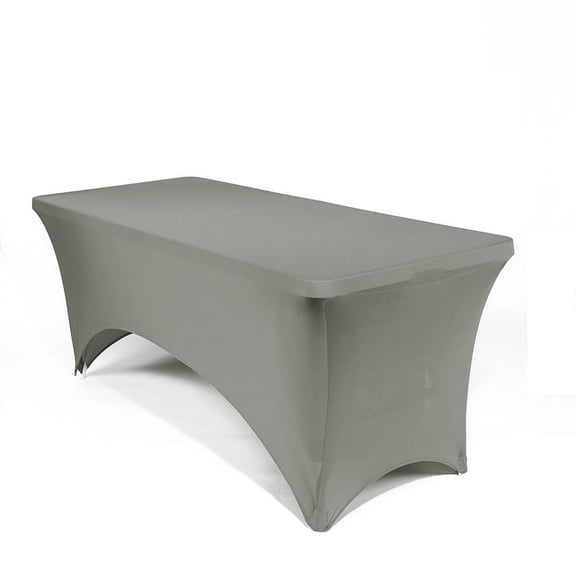 Mds Pack of 5 Rectangular Stretch 8ft Spandex Table Cover Tablecloths for Wedding - Silver Gray
