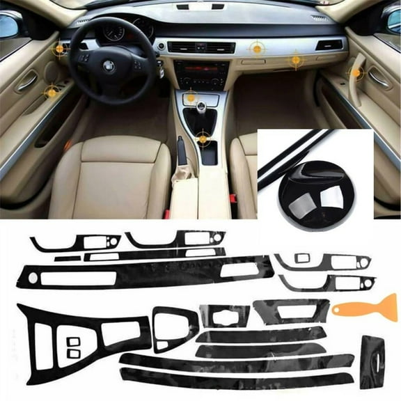 Mduoduo 1pcs Cars Gloss Black Inner Glossy Wrap Trim Decals For BMW 3 Series E90 E92 E93 2005-2012 Car Interior Accessories Car Accessories