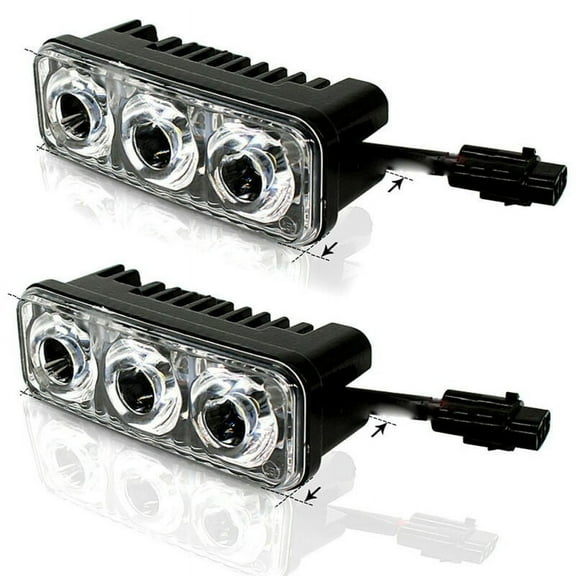 Mduoduo 2 Pack 3LED Ul Tra White High Power Car Daytime Running Lights Fog Lights Car Daytime Running Lights Fog Lights Working Lights Car Accessories