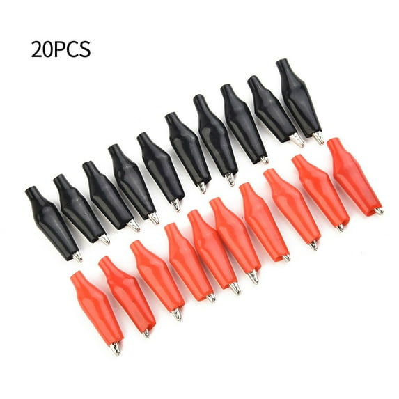 Mduoduo 20 Pcs Crocodile Type Clip 28MM Black Red Black Soft Plastic Coated Testing Probe Mini Alligator Test Clips Electrical Clamp Car Accessories
