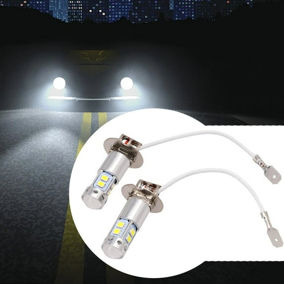 Mduoduo 2pcs H3 LED Bulb DC 12V 24V 3000K Yellow 360 Beam Angle Daytime Running Light Fog Driving Lights High Low Beam Car Accessories