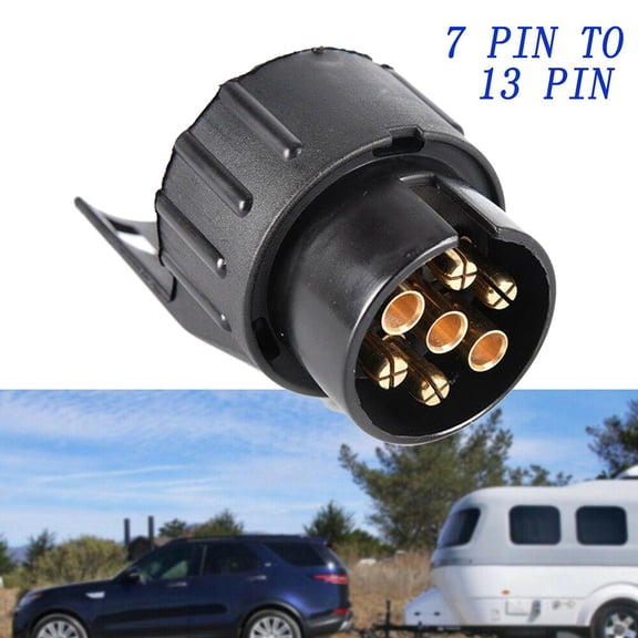 Mduoduo 7 to 13 Pin Trailer Towing Socket Adapter, Waterproof Caravan Towbar Electric Converter, 12V Vehicle to Trailer Light Signal Transfer, Black Plastic Housing for All Weather Conditions