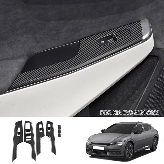 Mduoduo 7Pcs Car Door Handle Bowl Covers Trim Carbon Fiber Styling Decorative Stickers Gear Panel Trim Covers Trim For Kia EV6 2021 UP Car Accessories