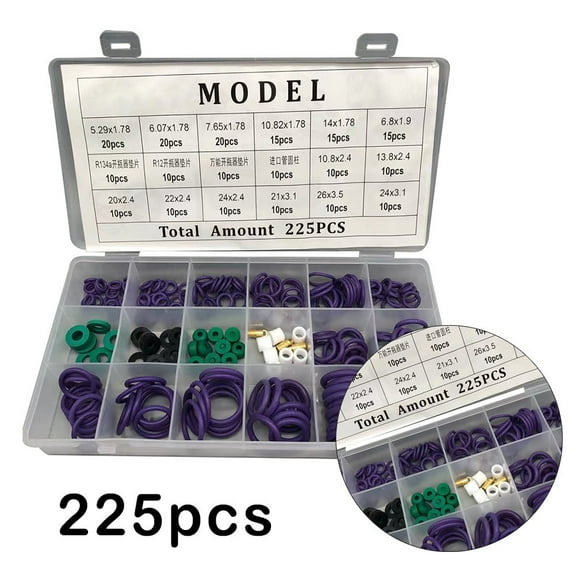 Mduoduo Automotive Cooling System Essential 225PCS Rubber O Rings Designed for Air Conditioners Suitable for both R22 and For R134a Car Accessories