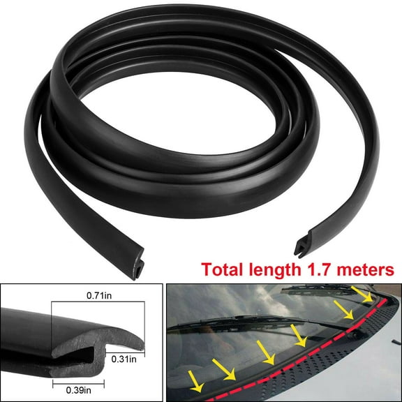 Mduoduo Black Car Seal Under Front Windshield Panel Sealed Trim Moulding Strip Rubber