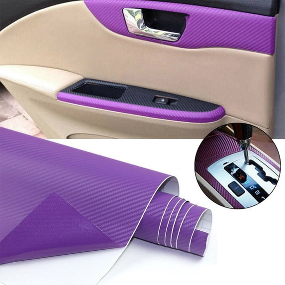 Mduoduo 1X Car Purple Carbon Fiber Vinyl Wrap Sticker Panel 50x12Inch Interior Decorative Stickers Car Accessories