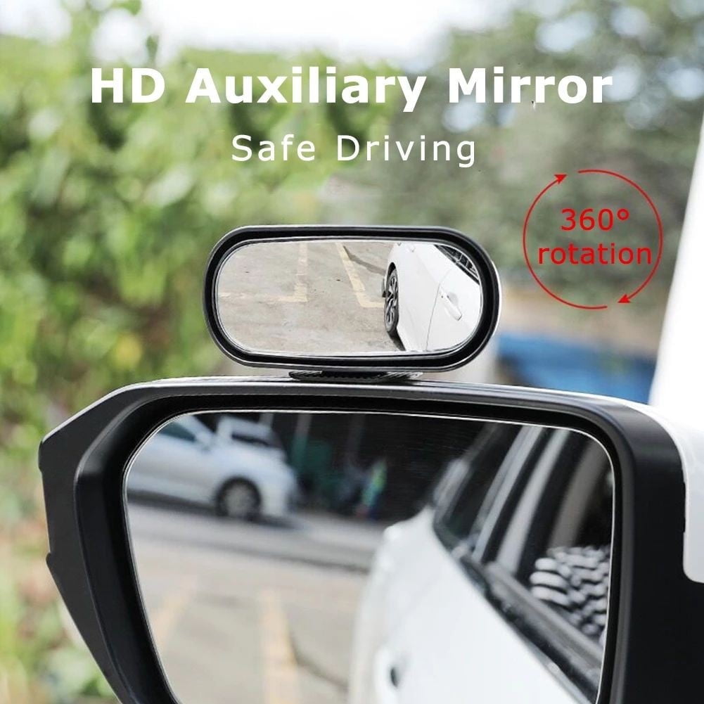 Car Blind Spot Mirror - Adjustable Wide Angle Auxiliary Mirror For Side & Rearview (Silver)