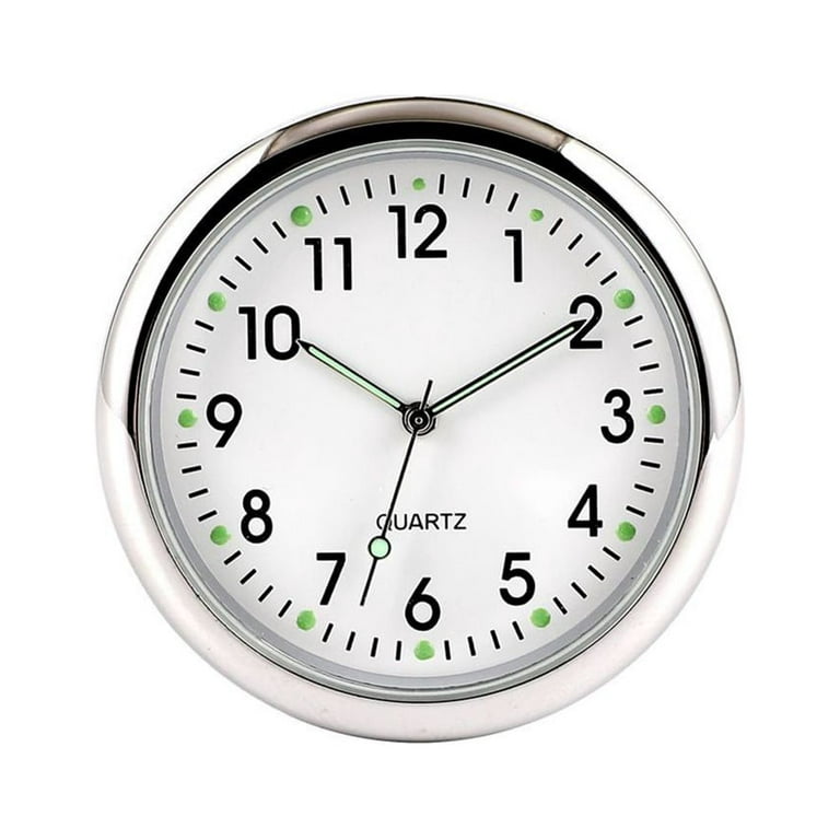 Mduoduo Luminous Car Dashboard Air Vent Stick-On Time Clock Quartz Analog  Watch Gauge, Mini Car Clocks White 