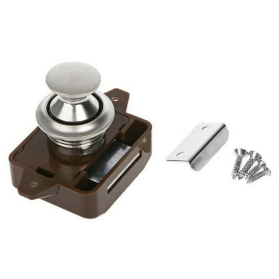 Mduoduo Push Button Catch Lock Cupboard Door Motorhome Cabinet Camper Caravan Latch Knob,Brown