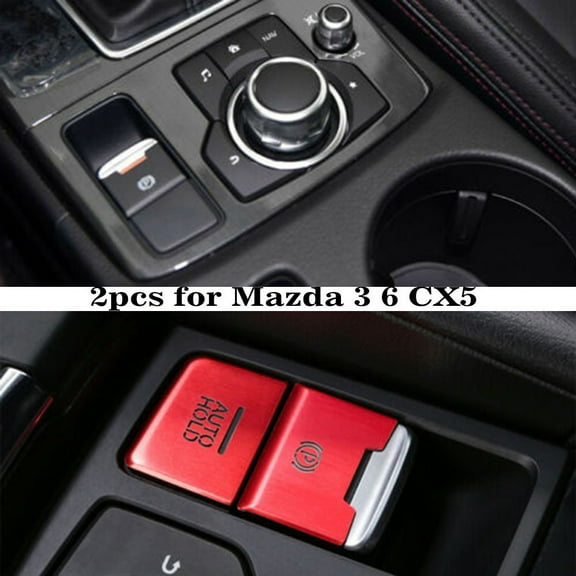 Mduoduo Red Aluminum Alloy EPB Brake Autohold Button Cover Cap Trim Decor for Mazda 3 6 CX5 Upgrade Your Interior Set of 2 Car Accessories
