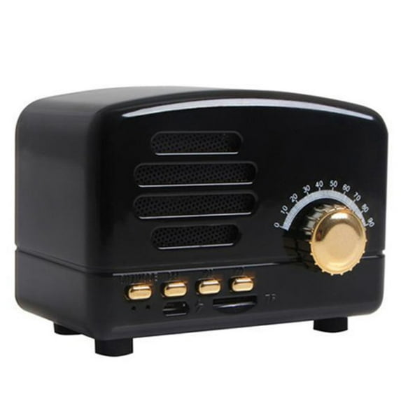 Mduoduo Retro Radio Bluetooth-Compatible Speaker Mini Wireless Radio Vintage Speaker Portable Small Bluetooth Speaker Support USB(Black)