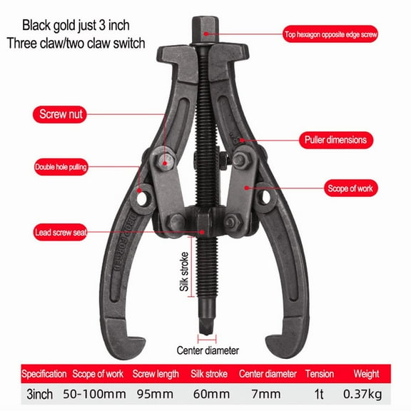 Mduoduo Three-jaw puller bearing removal tool two-claw small pull-out puller Car Accessories